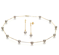 Conjunto de perlas Perla Akoya Japonesa de calidad AA de 6 a 7mm en color Blanco