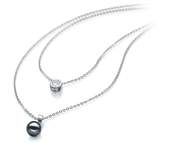 Collar de perlas Perla Akoya Japonesa de calidad AA de 7 a 8mm en color Negro