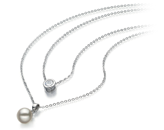 Collar de perlas Perla Akoya Japonesa de calidad AA de 7 a 8mm en color Blanco