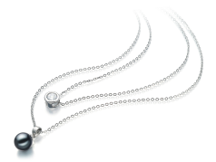 Collar de perlas Perla de Agua Dulce de calidad AAAA de 7 a 8mm en color Negro