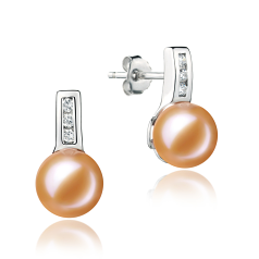 Par de pendientes de perlas Perla de Agua Dulce de calidad AAAA de 7 a 8mm en color Rosa