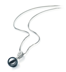 Colgante de perlas Perla Akoya Japonesa de calidad AA de 7 a 8mm en color Negro