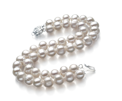 Pulsera de perlas Perla de Agua Dulce de calidad A de 6 a 7mm en color Blanco