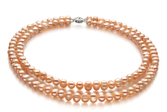 Conjunto de perlas Perla de Agua Dulce de calidad A de 6 a 7mm en color Rosa