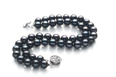 Pulsera de perlas Perla de Agua Dulce de calidad AA de 6 a 7mm en color Negro