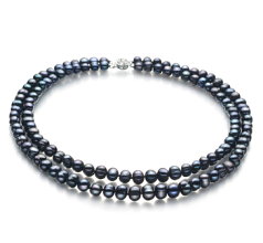 Collar de perlas Perla de Agua Dulce de calidad A de 6 a 7mm en color Negro