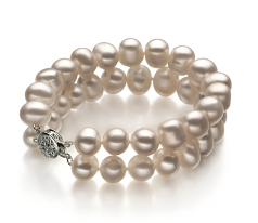 Pulsera de perlas Perla de Agua Dulce de calidad A de 8 a 9mm en color Blanco