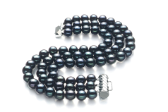 Pulsera de perlas Perla de Agua Dulce de calidad AA de 6 a 7mm en color Negro
