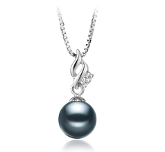 Colgante de perlas Perla Akoya Japonesa de calidad AA de 7 a 8mm en color Negro