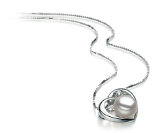 Colgante de perlas Perla de Agua Dulce de calidad AA de 9 a 10mm en color Blanco