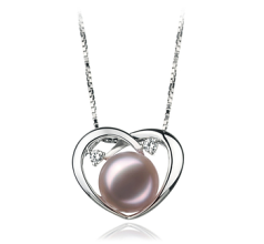 Colgante de perlas Perla de Agua Dulce de calidad AA de 9 a 10mm en color Lavanda