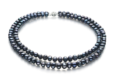 Conjunto de perlas Perla de Agua Dulce de calidad A de 6 a 7mm en color Negro