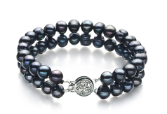Conjunto de perlas Perla de Agua Dulce de calidad A de 6 a 7mm en color Negro