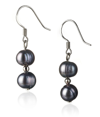 Conjunto de perlas Perla de Agua Dulce de calidad A de 6 a 7mm en color Negro