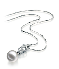 Colgante de perlas Perla Akoya Japonesa de calidad AA de 8 a 9mm en color Blanco