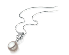 Colgante de perlas Perla de Agua Dulce de calidad AA de 9 a 10mm en color Blanco