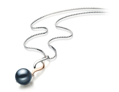 Colgante de perlas Perla Akoya Japonesa de calidad AA de 8 a 9mm en color Negro