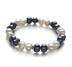 Pulsera de perlas Perla de Agua Dulce de calidad A de 6 a 7mm en color Negro