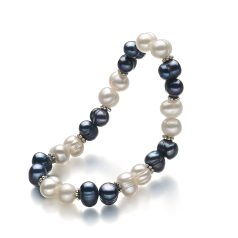 Pulsera de perlas Perla de Agua Dulce de calidad A de 6 a 7mm en color Negro