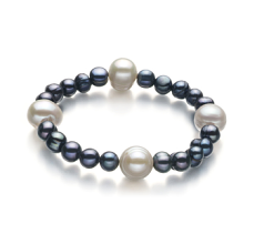 Pulsera de perlas Perla de Agua Dulce de calidad A de 6 a 11mm en color Negro