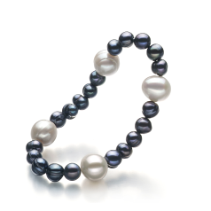 Pulsera de perlas Perla de Agua Dulce de calidad A de 6 a 11mm en color Negro