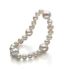 Pulsera de perlas Perla de Agua Dulce de calidad A de 6 a 11mm en color Blanco