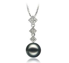 Colgante de perlas Perla Akoya Japonesa de calidad AAA de 8 a 9mm en color Negro