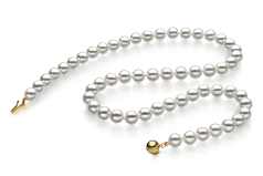 Collar de perlas Perla Akoya Japonesa de calidad Hanadama - AAAA de 6.5 a 7mm en color Blanco