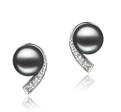 Conjunto de perlas Perla de Agua Dulce de calidad AA de 7 a 8mm en color Negro
