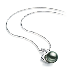 Colgante de perlas Perla Tahití de calidad AAA de 10 a 10.5mm en color Negro