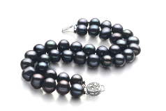 Pulsera de perlas Perla de Agua Dulce de calidad A de 8 a 9mm en color Negro
