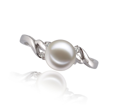 Anillo de perlas Perla de Agua Dulce de calidad AAAA de 6 a 7mm en color Blanco