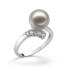Anillo de perlas Perla de Agua Dulce de calidad AAAA de 9 a 10mm en color Blanco