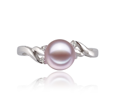Anillo de perlas Perla de Agua Dulce de calidad AAAA de 6 a 7mm en color Lavanda