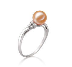 Anillo de perlas Perla de Agua Dulce de calidad AAAA de 6 a 7mm en color Rosa
