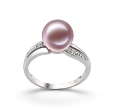 Anillo de perlas Perla de Agua Dulce de calidad AAAA de 9 a 10mm en color Lavanda