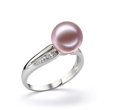 Anillo de perlas Perla de Agua Dulce de calidad AAAA de 9 a 10mm en color Lavanda