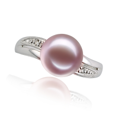 Anillo de perlas Perla de Agua Dulce de calidad AAAA de 9 a 10mm en color Lavanda