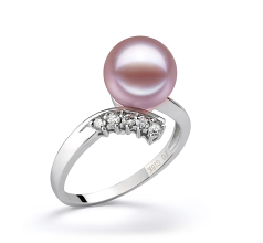 Anillo de perlas Perla de Agua Dulce de calidad AAAA de 9 a 10mm en color Lavanda