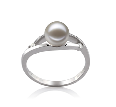Anillo de perlas Perla de Agua Dulce de calidad AAAA de 6 a 7mm en color Blanco