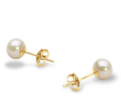 Par de pendientes de perlas Perla de Agua Dulce de calidad AAA de 5 a 6mm en color Blanco