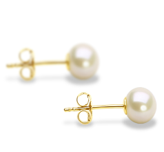 Par de pendientes de perlas Perla de Agua Dulce de calidad AAA de 5 a 6mm en color Blanco