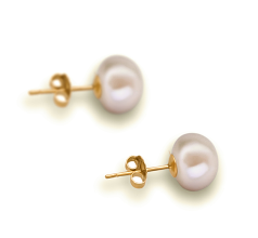 Par de pendientes de perlas Perla de Agua Dulce de calidad AAA de 8 a 9mm en color Blanco
