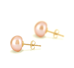 Par de pendientes de perlas Perla de Agua Dulce de calidad AAA de 8 a 9mm en color Rosa
