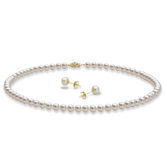 Conjunto de perlas Perla de Agua Dulce de calidad AAA de 5 a 6mm en color Blanco