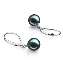 Par de pendientes de perlas Perla Akoya Japonesa de calidad AA de 7 a 8mm en color Negro