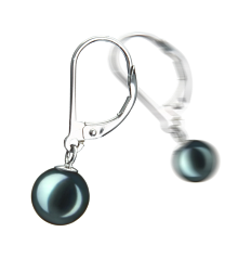 Par de pendientes de perlas Perla Akoya Japonesa de calidad AA de 7 a 8mm en color Negro
