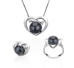Conjunto de perlas Perla de Agua Dulce de calidad AA de 7 a 10mm en color Negro