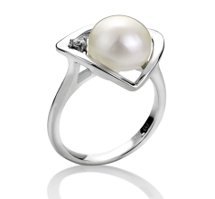 Anillo de perlas Perla de Agua Dulce de calidad AA de 9 a 10mm en color Blanco