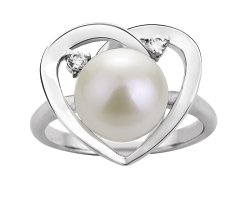 Anillo de perlas Perla de Agua Dulce de calidad AA de 9 a 10mm en color Blanco